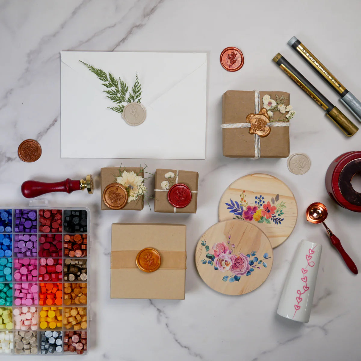 Design Cards with Rub Transfer & Wax Seal